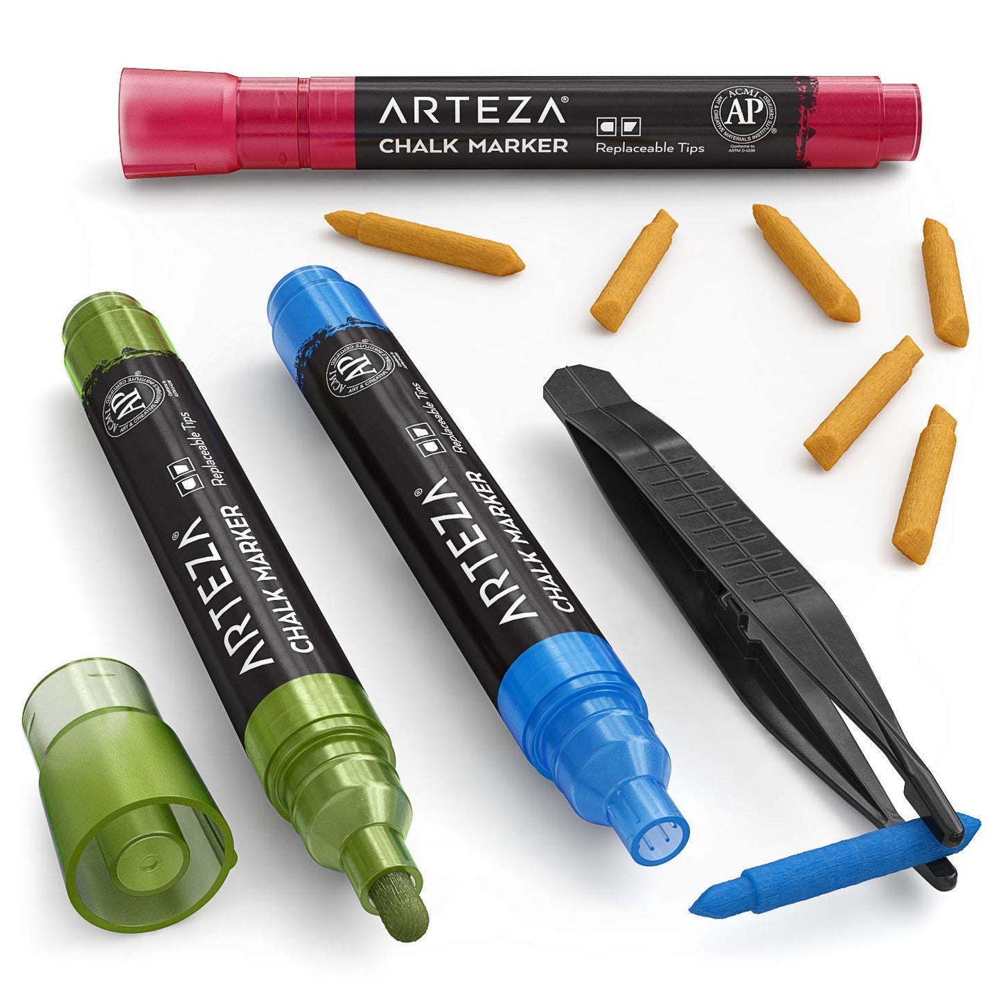ARTEZA Liquid Chalk Pens, 42 Unique Colours, Includes 50 Chalkboard Labels and Replaceable Tips, Water-Soluble Chalk Pens for Blackboards and Windows