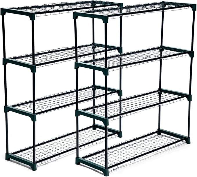 Panana 4 Tier Garden Greenhouse Steel Staging Shelving Plant Stand Garden Shelving Unit Garage Storage Racking, 2 Pack Plant Racks