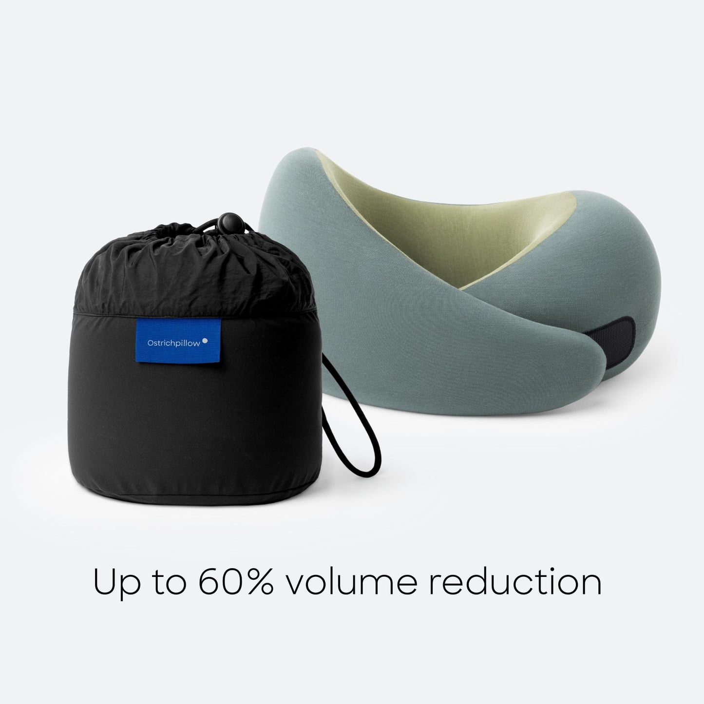 Ostrichpillow Go Neck Pillow - Premium Memory Foam Travel Pillow, 360º Ergonomic Design, Asymmetrical Sides, Travel Bag Included, Washable Modal Cover