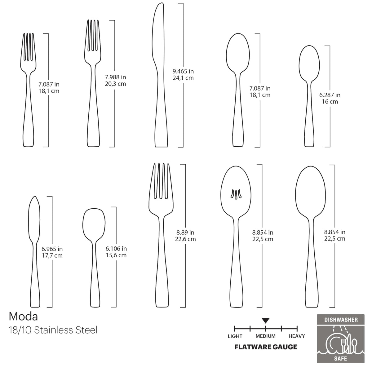 Oneida Silverware Set For 12, Moda 65-Piece Fine Flatware Set with Serving Utensils, Service For 12, 18/10 Stainless Steel, Dishwasher Safe For home, Knives Spoons and Forks Set (Silver, 65 pieces)