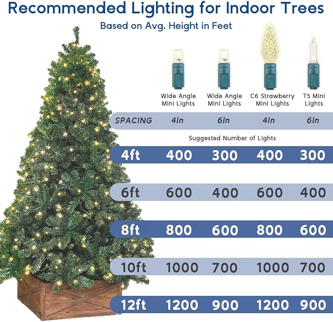 Novelty Lights 50ft 100 LED Warm White Christmas Lights Outdoor/Indoor, 6" Spacing, Green Wire String Lights for Festive Xmas Lighting, IP55, UL Listed, Dimmable, Connectable