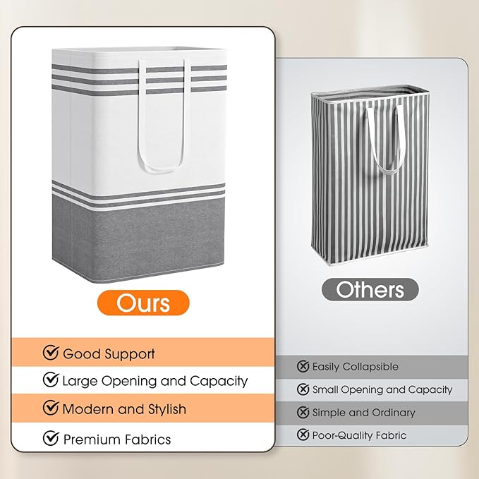 3 Pack Large Laundry Baskets, Laundry Hampers, Freestanding Waterproof