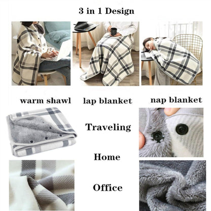 Dkieuyu Fleece Wearable Blanket,Comfy Warm Wrap Shawl Poncho Throw with Buttons,Office Chair Lap Desk Blankets Cape Cover for Sofa Bed Travel Camping,Birthday Gift for Elderly Grandma