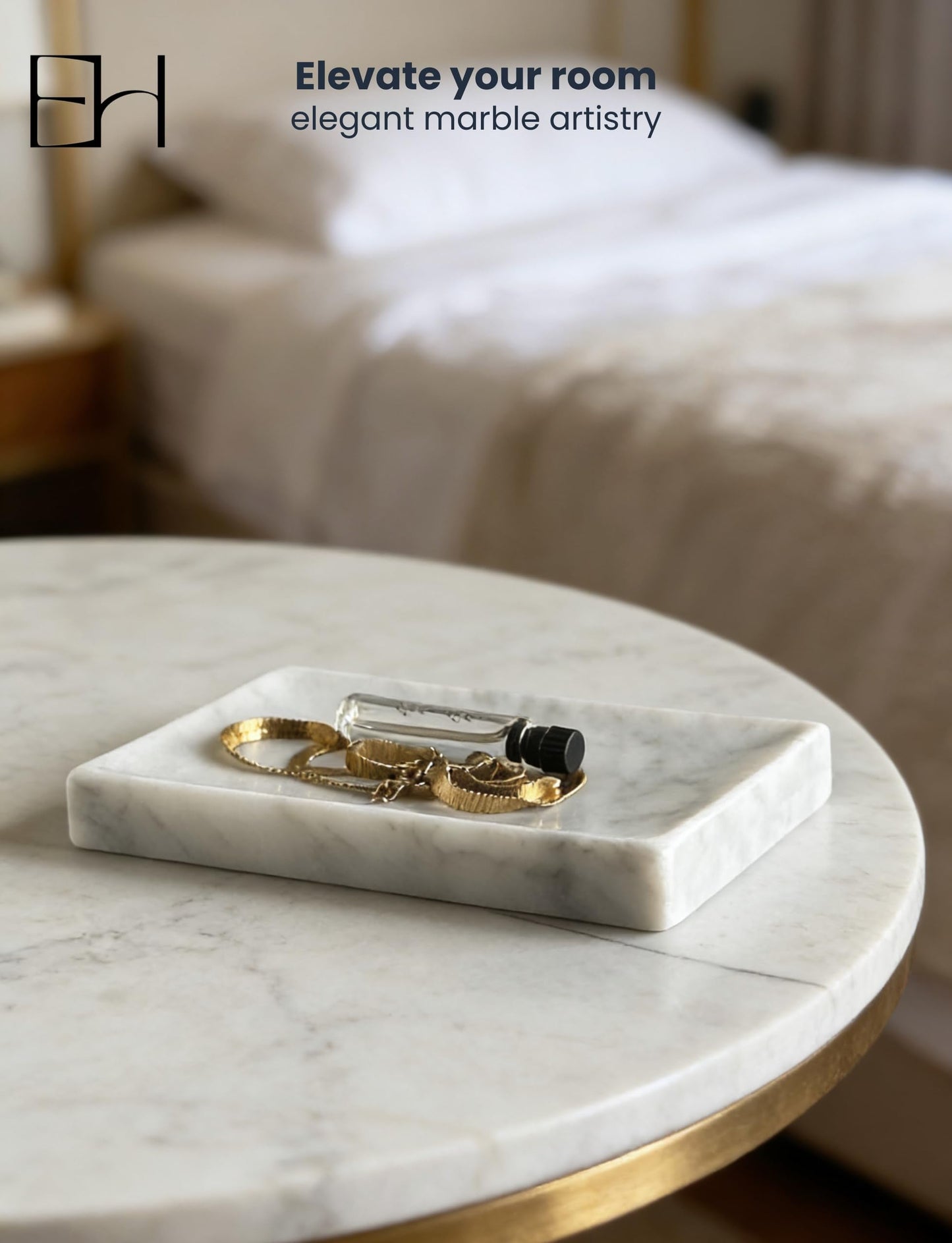 EXCHUES Natural Marble Soap Dish for Shower with Silicone Non-Slip Feet, Stone Drying Tray, Bar Soap Saver, Holder Container for Bathroom Decor Accessories(Carrara White, Rectangular)