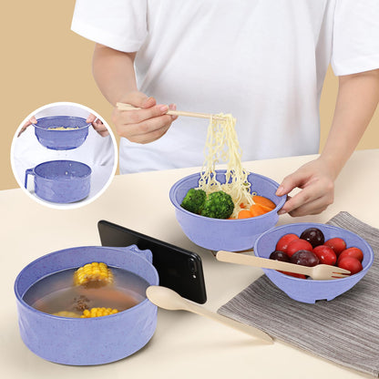 RORBAM Microwave Ramen Cooker,Ramen Bowl Set,Microwave Noodle Bowl With Chopsticks and Spoon, College Dorm Room Essentials for Girls for Boys, Apartment Essentials, BPA-Free. (light purple)