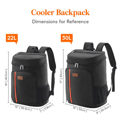 Lifewit 30 Cans Backpack Cooler Waterproof Insulated Soft Lunch Backpack Lightweight Leakproof Cooler Bag for Men Women Adults for Work Picnics Beach Camping Travel Outdoor Activities, Black