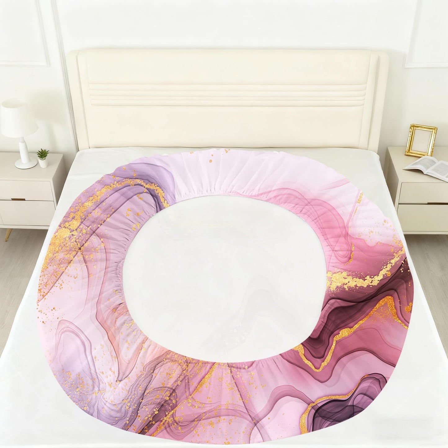 VTKON Pink Marble Sheets Set Twin for Girls Pink and Gold Marble Bedding Set Kids Aesthetic Bed Set with 1 Fitted Sheet 1 Flat Sheet and 1 Pillowcase