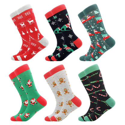 BONANGEL Christmas Socks for Men, 6 Pairs Mens Holiday Socks, Christmas Gifts for Men