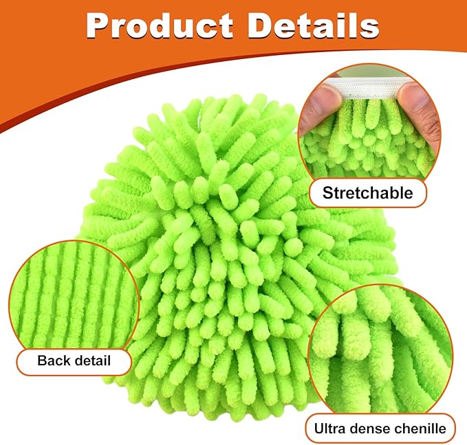2 Microfiber Mop Head Refills and 2 Chenille Mop Pads, 1 Upgrade Scrub Brush 1