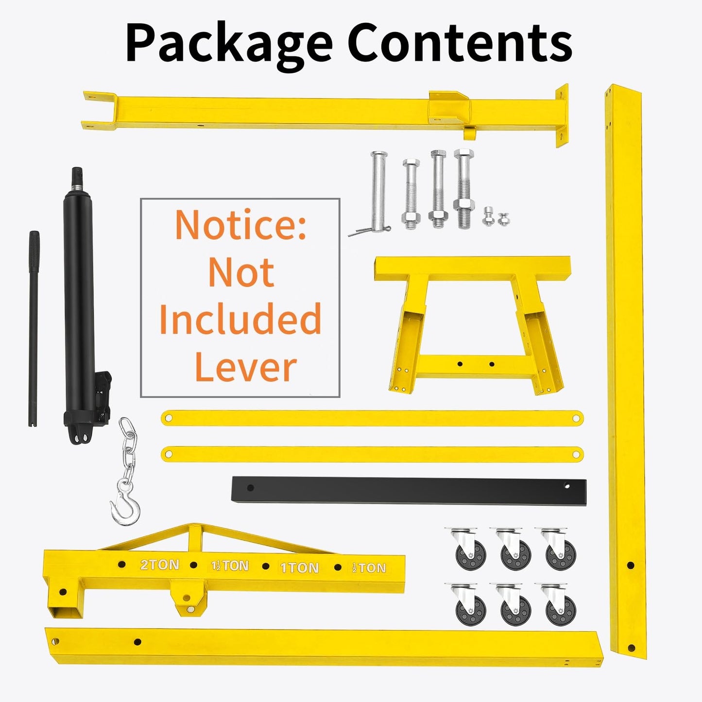 4400 Lbs Folding Hydraulic Engine Hoist, 2 Ton Portable Cherry Picker with 6 Wheels & Telescopic Boom, Foldable Engine Shop Crane Lift for Home Garage, Workshop, Warehouse, Yellow, Heavy-Duty