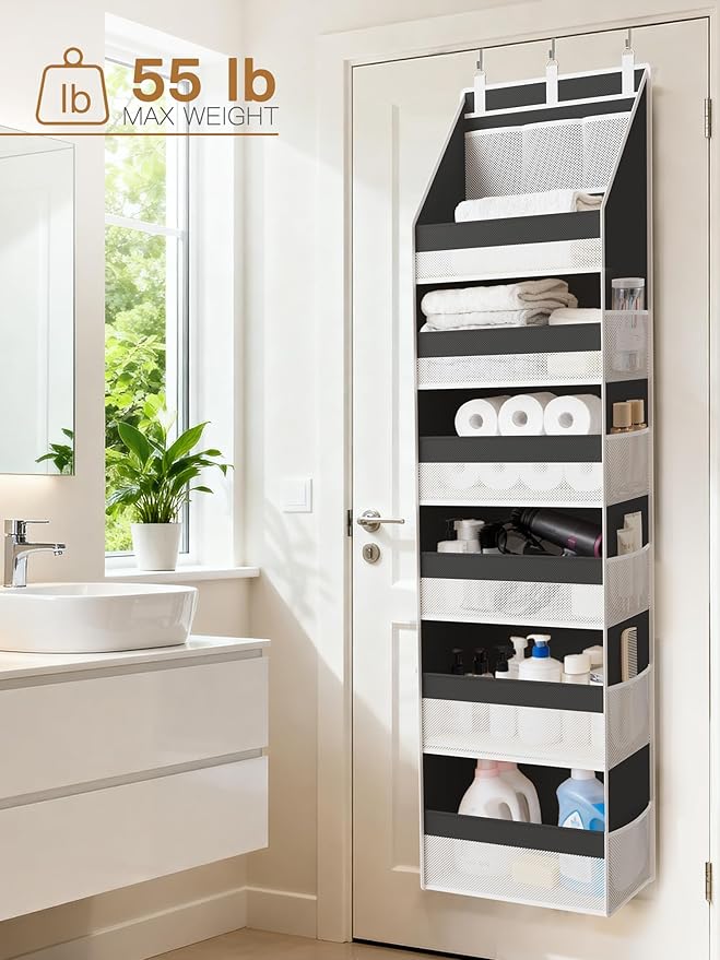 Criusia Over the Door Organizer, Heavy-Duty 6-Shelf Hanging Storage