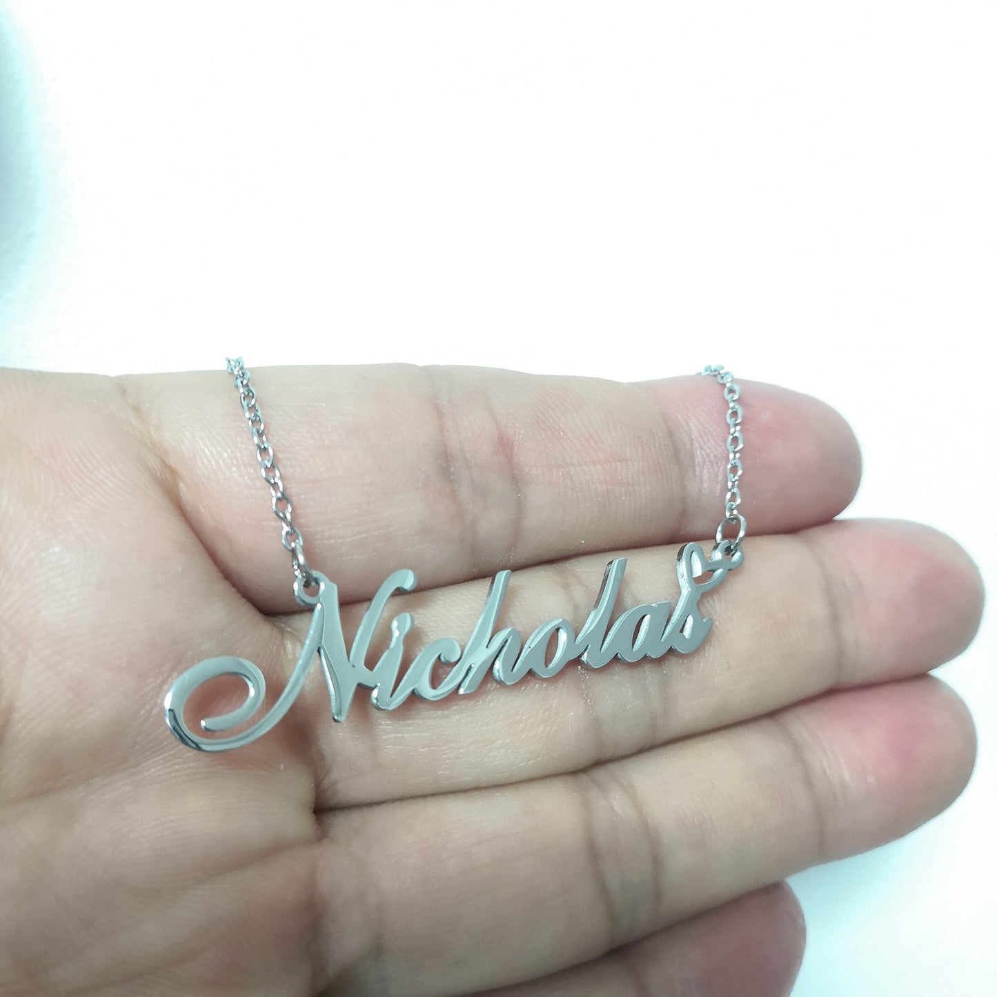 A168A Juan Custom Name Necklace Customized Personalized Plated Name Necklace for Mother Daughter Christmas New Year Silver