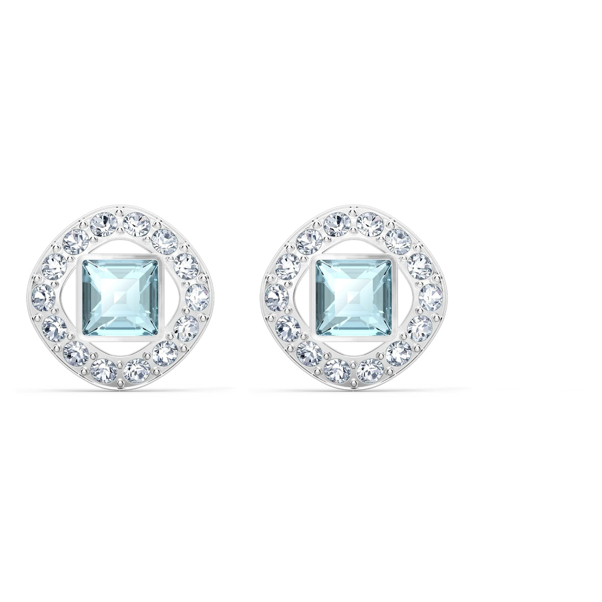 Swarovski Una Angelic Stud Earrings, with Aqua and Clear Crystals and Rhodium Plated Setting, an Amazon Exclusive