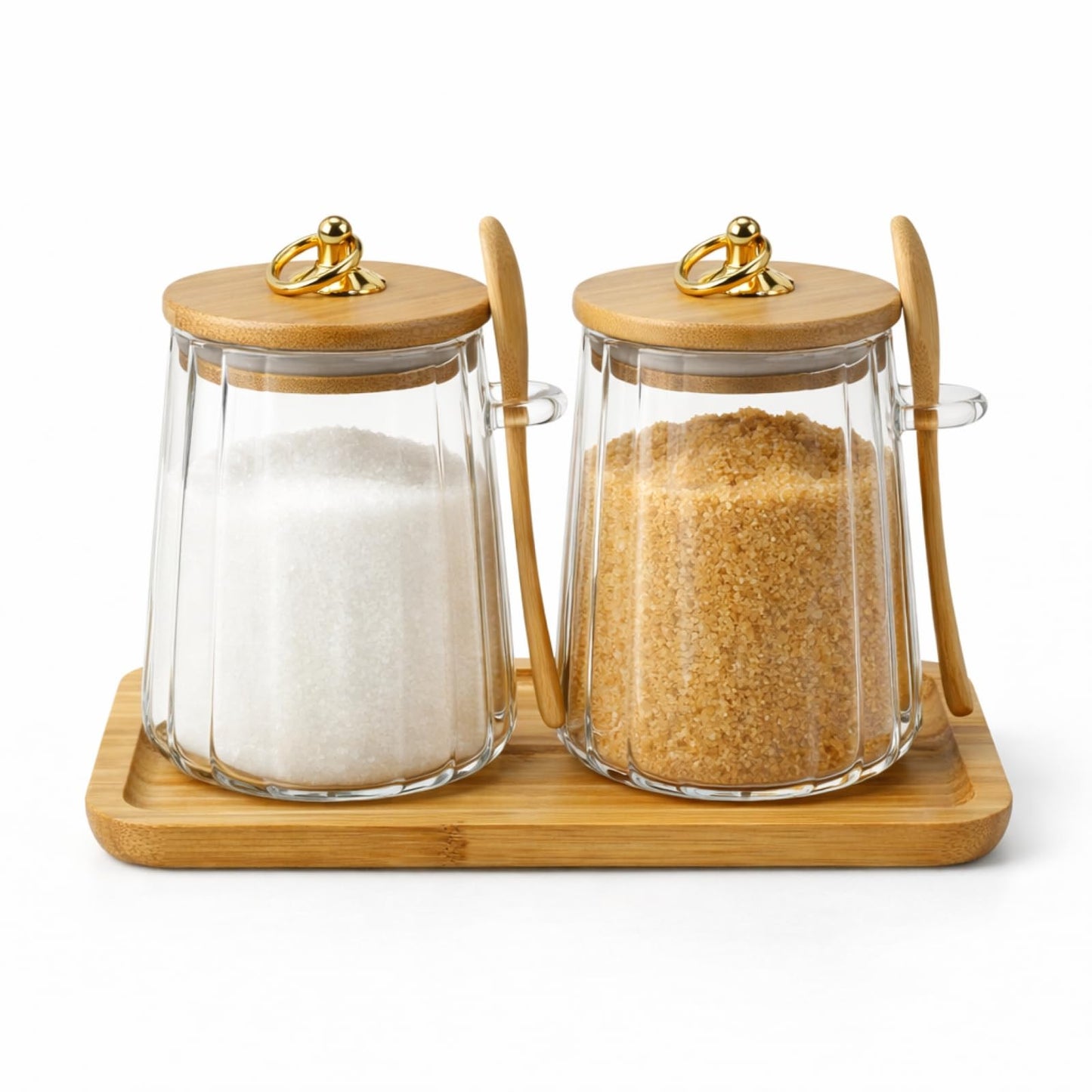 Mowhut Sugar Container,22 FL OZ Airtight Sugar Bowl,Coffee Bar Accessories,Overnight Oats Salt Cookie Coffee Bean Candy Containers with Bamboo Lids Spoon and Pallet,Wide Mouth Glass Jar