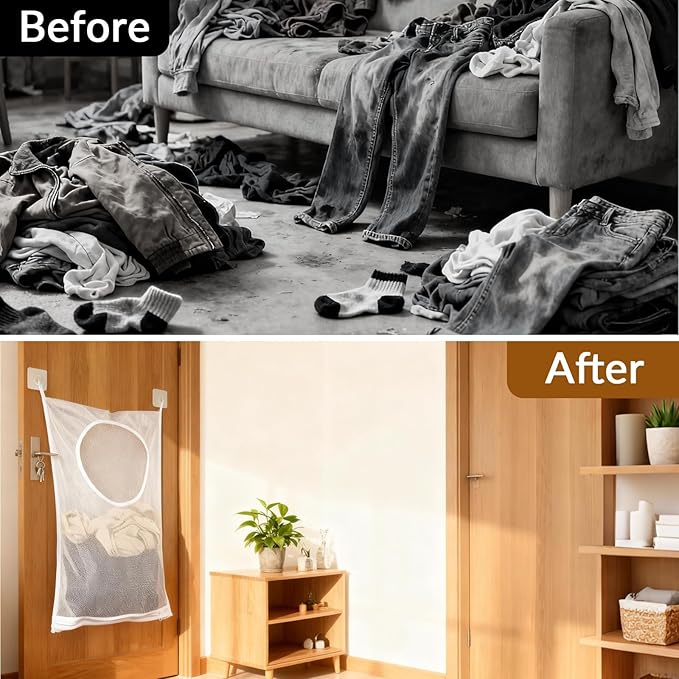 Hanging Laundry Hamper Bag, 30x20 Inch Foldable Wall Hanging Laundry Bag