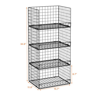 Yociyoga 4-Tier Stackable Closet Organizers and Storage Shelves, Foldable Closet Shelf Organizer, Black(Patent Protection)(Patent No. 30022416)