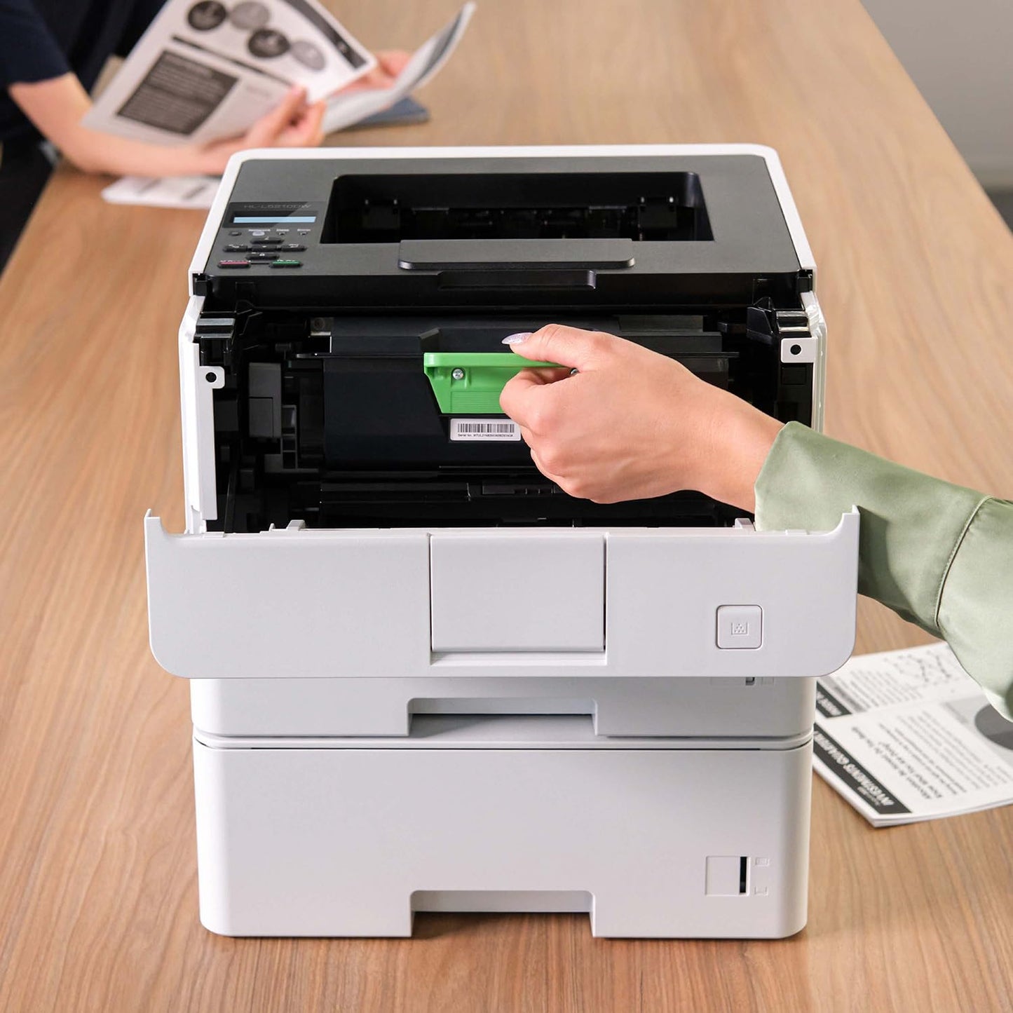 Brother HL-L5210DWT Business Monochrome Laser Printer with Dual Trays, Wireless and Gigabit Ethernet Networking, Duplex Printing, Large Paper Capacity, and Mobile Printing, White