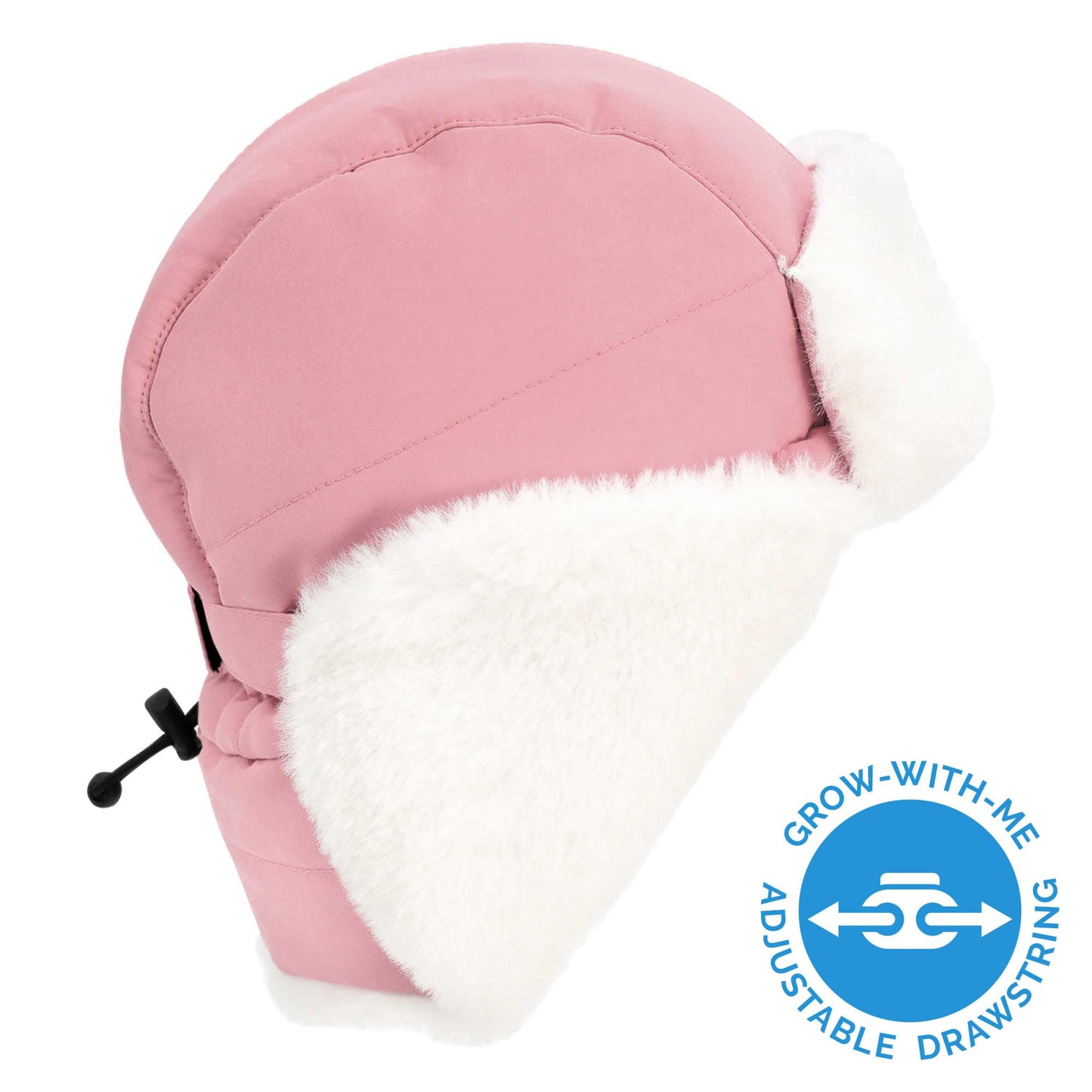 JAN & JUL Girls Kids Windproof Trapper Winter Hat Faux Fur (L: 2-5T, Dusty Pink)