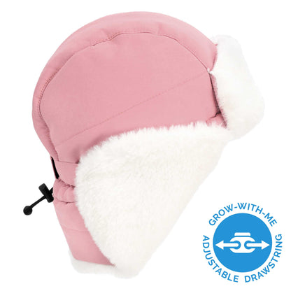 JAN & JUL Girls Kids Windproof Trapper Winter Hat Faux Fur (L: 2-5T, Dusty Pink)