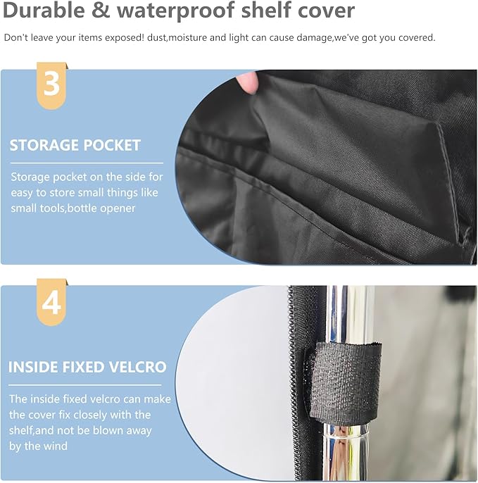 Waterproof Shelf Cover,Outdoor 600D Heavy Duty Dustproof Storage Shelves Cover,36''x16''x72'' Shelf Covers for Wire Shelving with Zippers,Storage Rack Covers with Clear Front