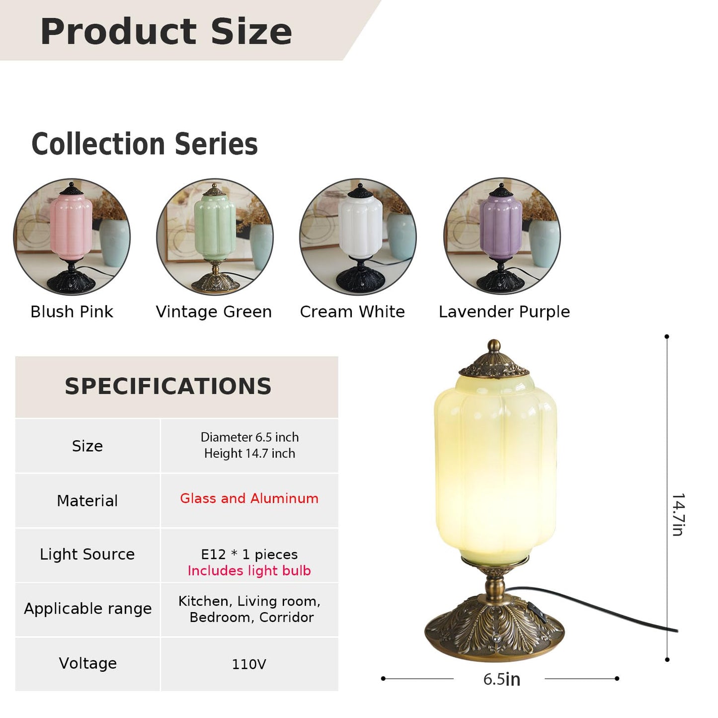 Milk Glass Touch Table Lamp, Elegant Green Jadeite Glass Bedside Desk Lamp 3 Way Dimmable with USB C+A Charging Ports - Bedroom Nightstand & Living Room Essential, 4W Bulb Included (Green, 6.5)