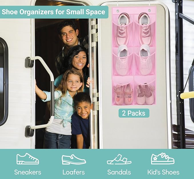 KIMBORA 2 Packs Narrow Kids Over the Door/Wall Shoe Organizer Small Baby