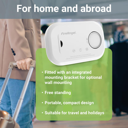 FireAngel Carbon Monoxide Alarm and Detector - FA6813 10-Year Sensor Life CO Alarm for Home with AA Batteries - Travel, Portable Carbon Monoxide Detector - CO Detector Monitor with Test Button