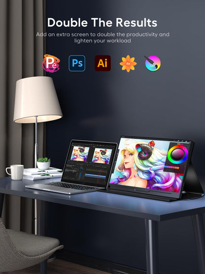 UPERFECT Portable Monitor 18.5 Inch 120Hz, Portable Gaming Monitor 1080p FHD 100% sRGB Matte Screen, IPS HDR FreeSync Speaker HDMI USB C Monitor, VESA & Smart Cover