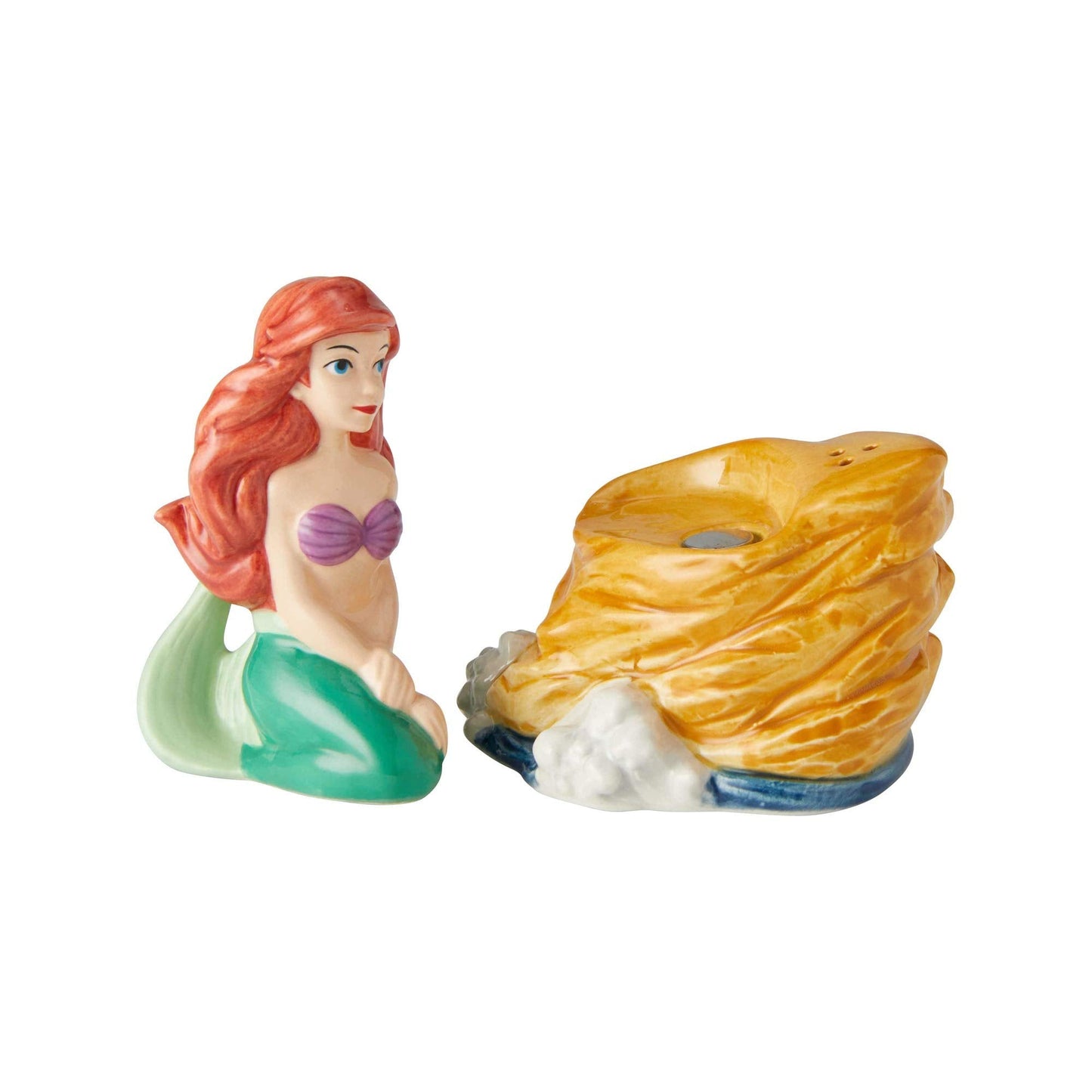 Enesco 6002273 Disney Ceramics the Little Mermaid Ariel on Rock Salt and Pepper Shakers, 3.85 Inch, Multicolor