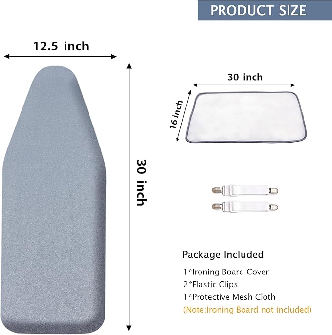 SheeChung 12.5"x32" Small Table Top Ironing Board Cover and Pad, Fits Mini