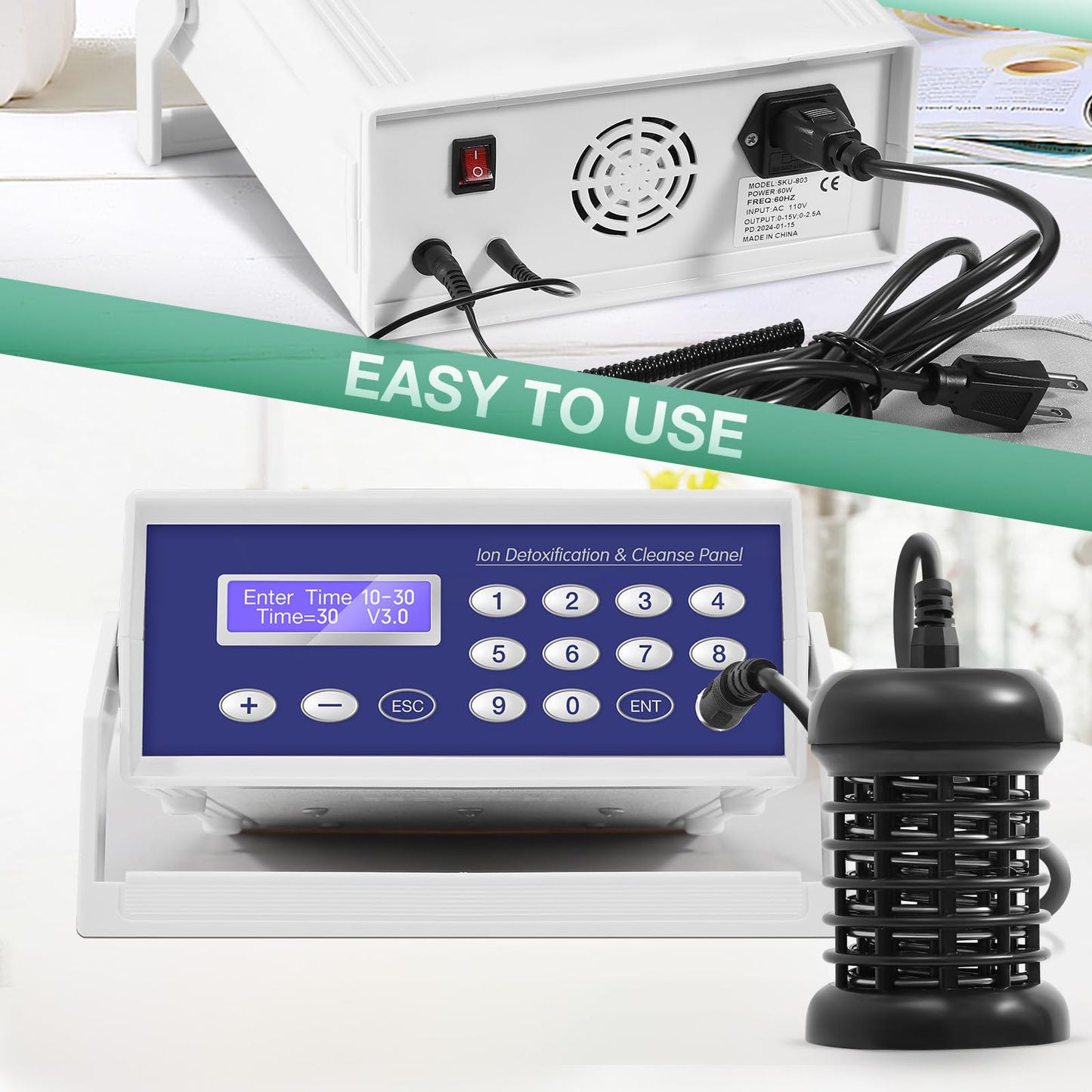Ionic Foot Bath Detox Machine, Detox Foot Spa with Wrist Strap, Far Infrared Waistbelt and Array for Home Use, Salon Beauty Club