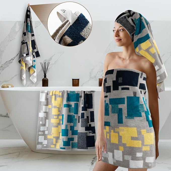 SEMAXE Bathroom Towel, 100% Cotton Bath Towel