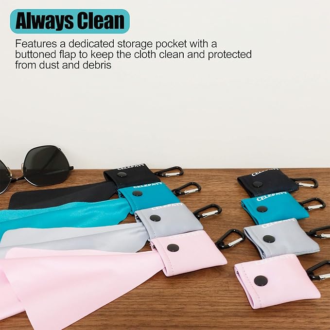 Solid Color Keychain Microfiber Eye Glasses Cleaner Cleaning Cloth Wipes
