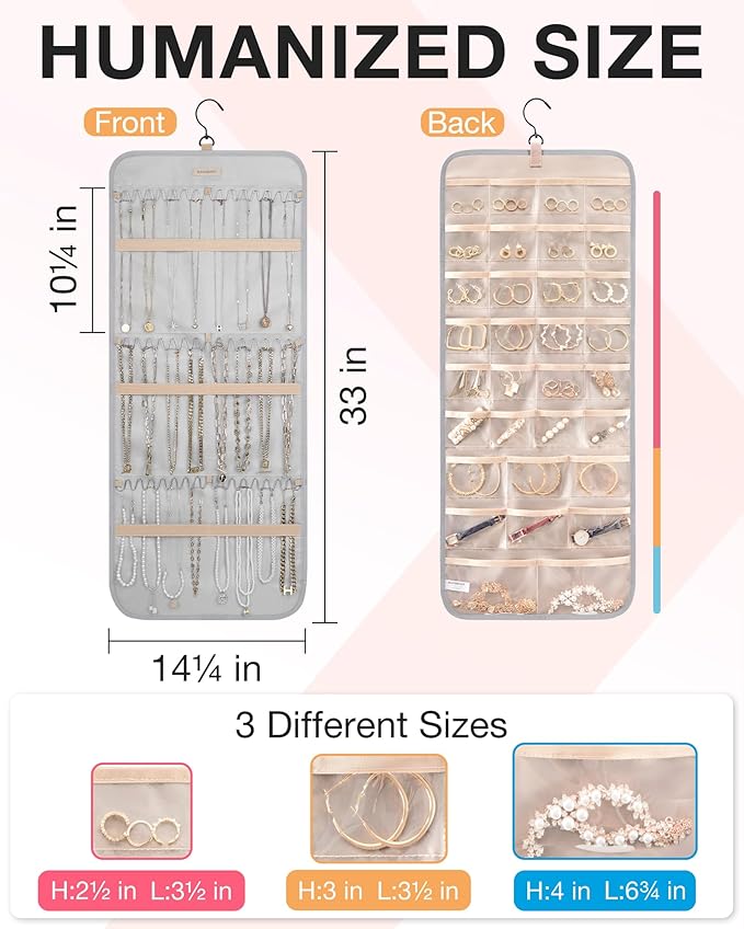 BAGSMART Hanging Jewelry Organizer Storage Roll