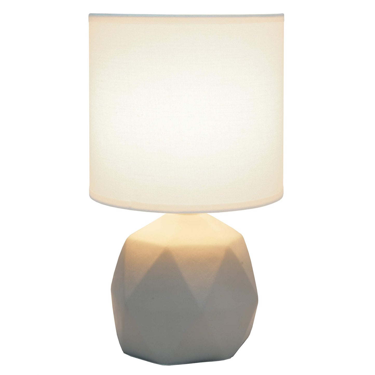 Simple Designs LT2060-WHT Geometric Concrete Table Lamp, White