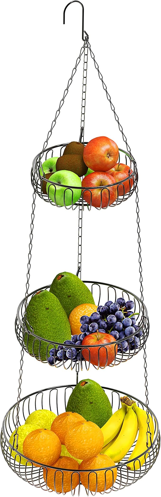 Simple Houseware Adjustable Metal Hanging Fruit Basket