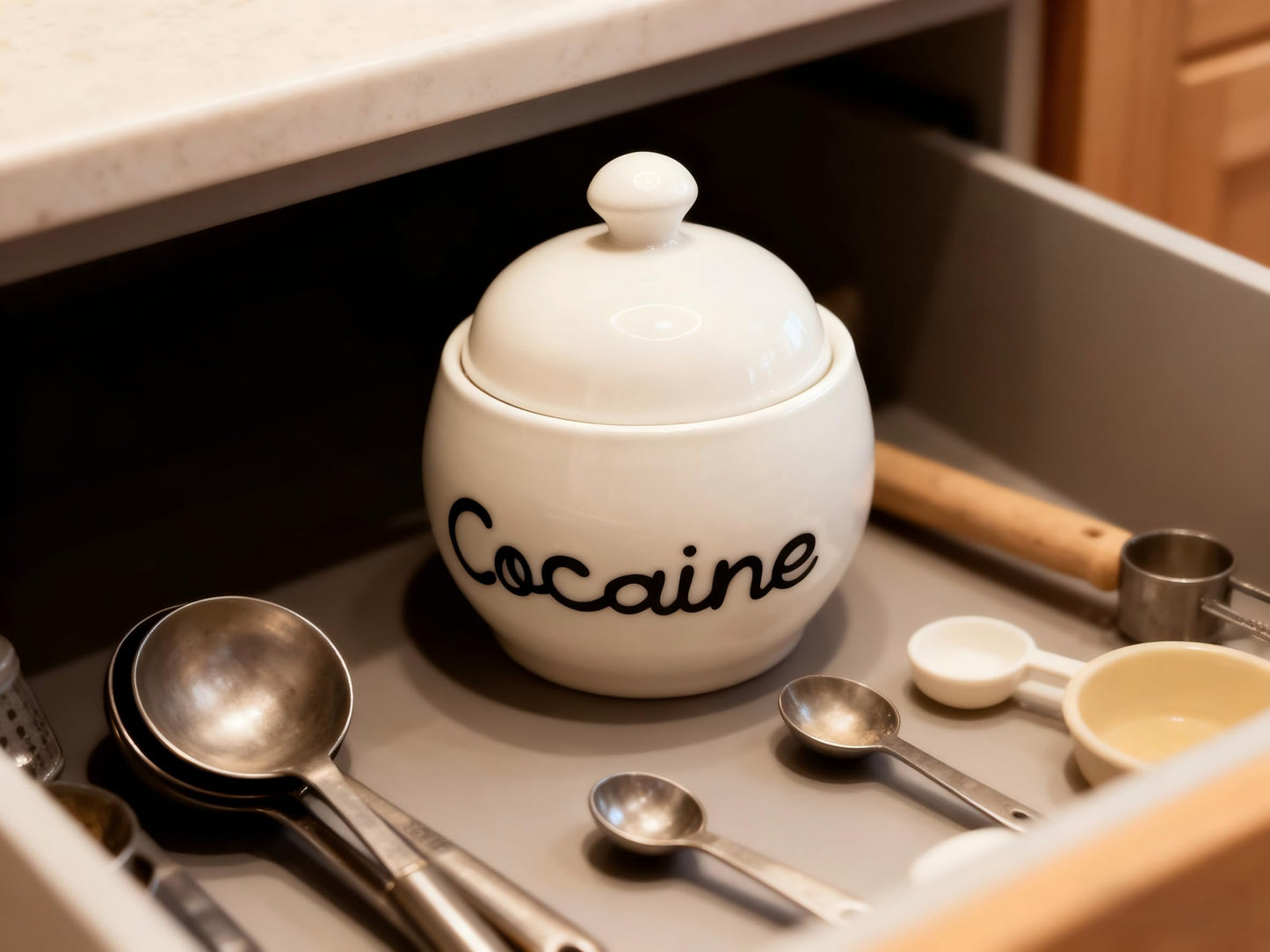 Cocaine Ceramic Sugar Bowl with Cocaines Design, Coffee and Sugar Container with Lid, Salt Container, Sugar Jar with Lid, Funny Kitchen Decor