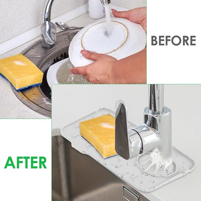 Sink Faucet Splash Guard Mat Silicone Soap Dish Pad Small Faucet Handle Drip