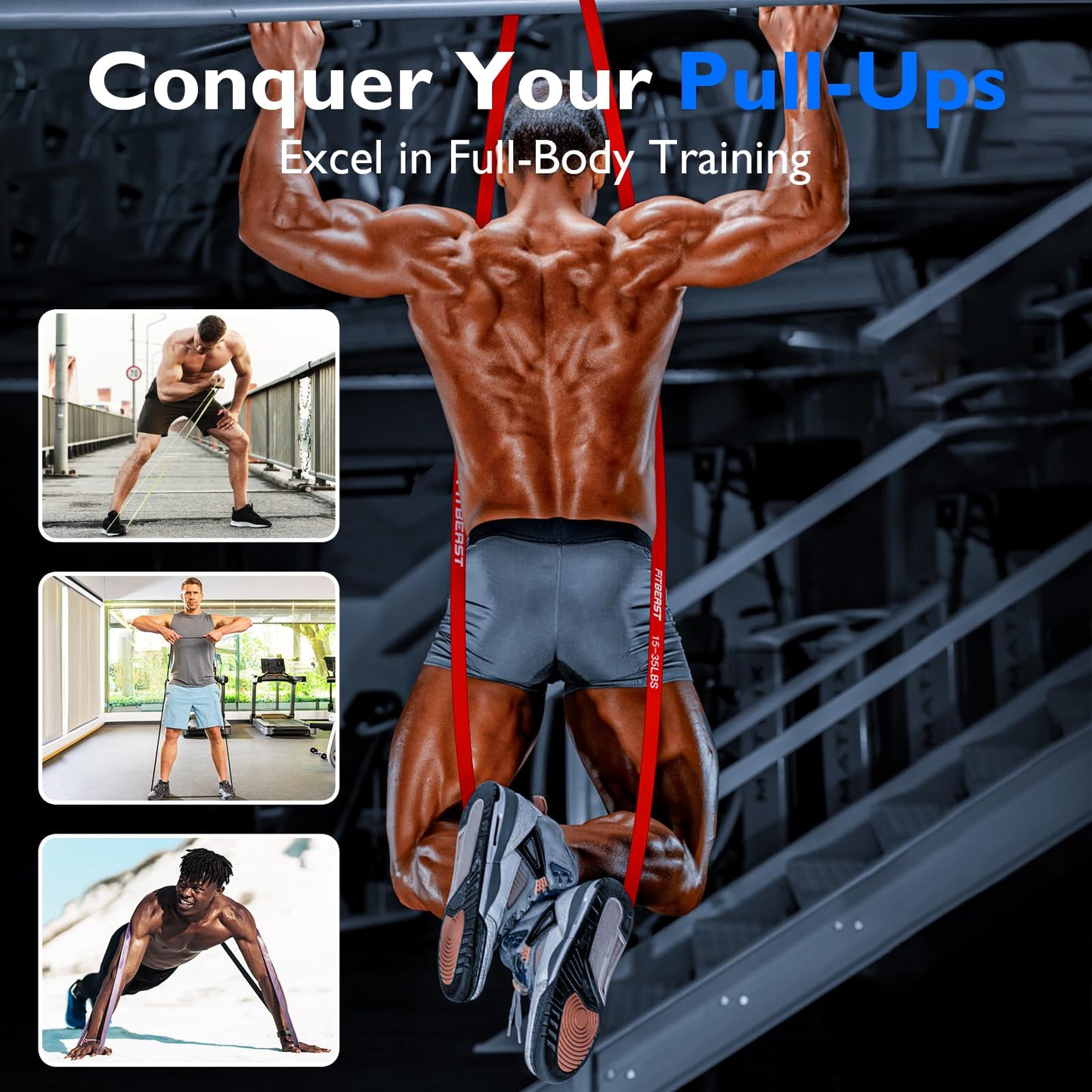 FitBeast Resistance Bands Set, Pull Up Assist Bands for Strength Training, Powerlifting, Muscle Toning, Yoga, Mobility Exercises, Rehabilitation, Full-Body Workout