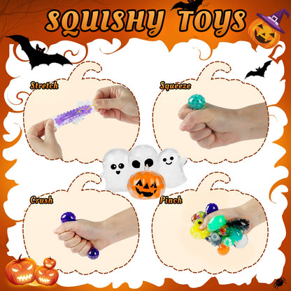 24Packs Halloween Stress Balls,Squishy Balls,Squishy Squeeze Balls Bulk Fidget Toys for Adults,Stress Relief Balls, Party Favors