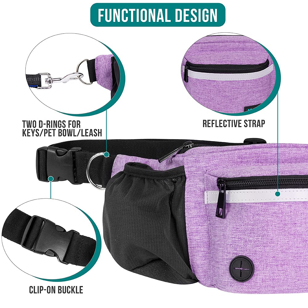 PetAmi Dog Fanny Pack, Treat Pouch for Dog Walking, Training, Built in Poop Bag Dispenser, Water Bottle Holder, Collapsible Bowl, Pet Treat Waist Belt for Hiking, Running, Kibbles (Camo Black)