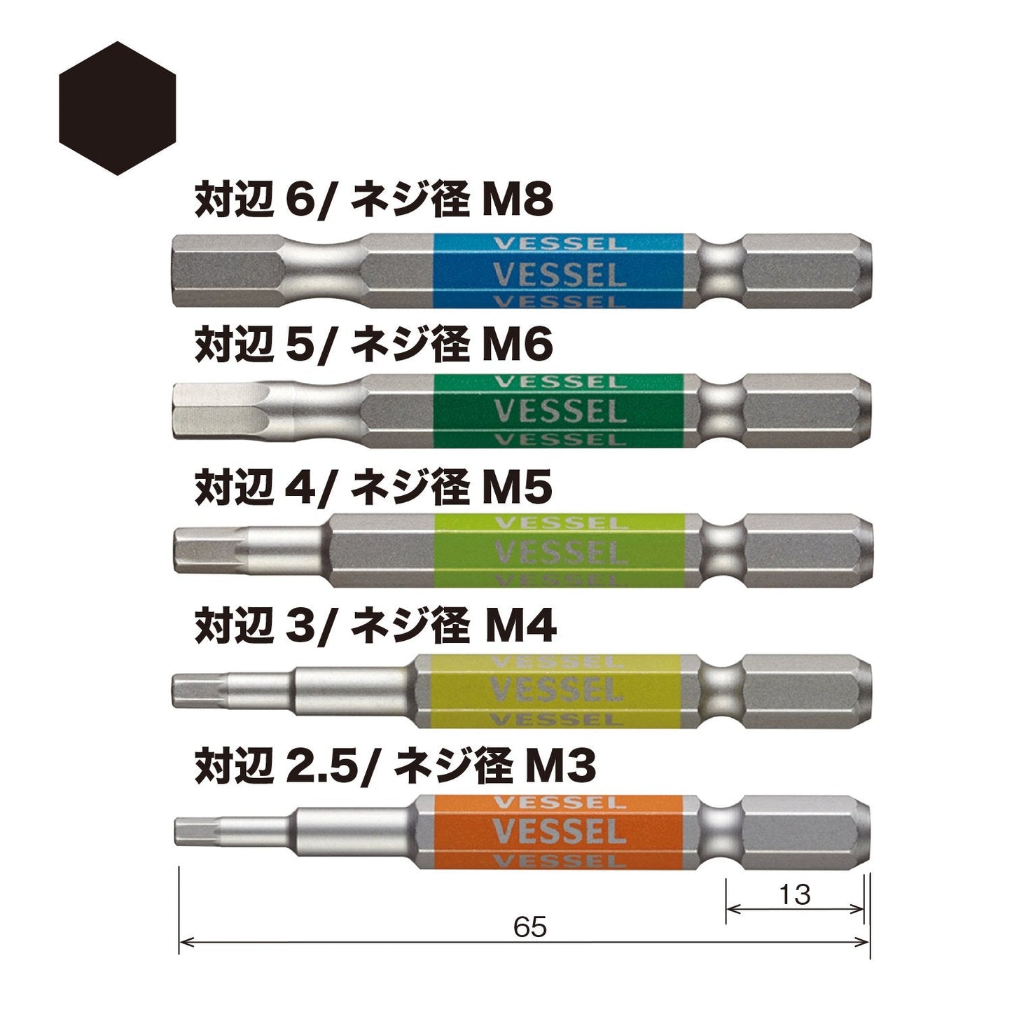 Vessel Single End Go-SAI Bit [No.GS5P-31] (Assorted 5PC Set) (Japan Import)