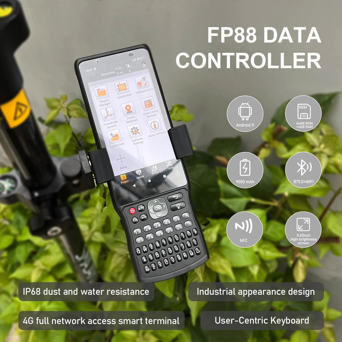 SMA26 Plus GNSS RTK Rover & Base Surveying Equipment with Controller and Software, Connect with UAVs,1cm Accuracy, NOAA Certified, IMU/PPP/UHF/NTRIP/BT, IP67 GPS for Civil Engineering and Topography