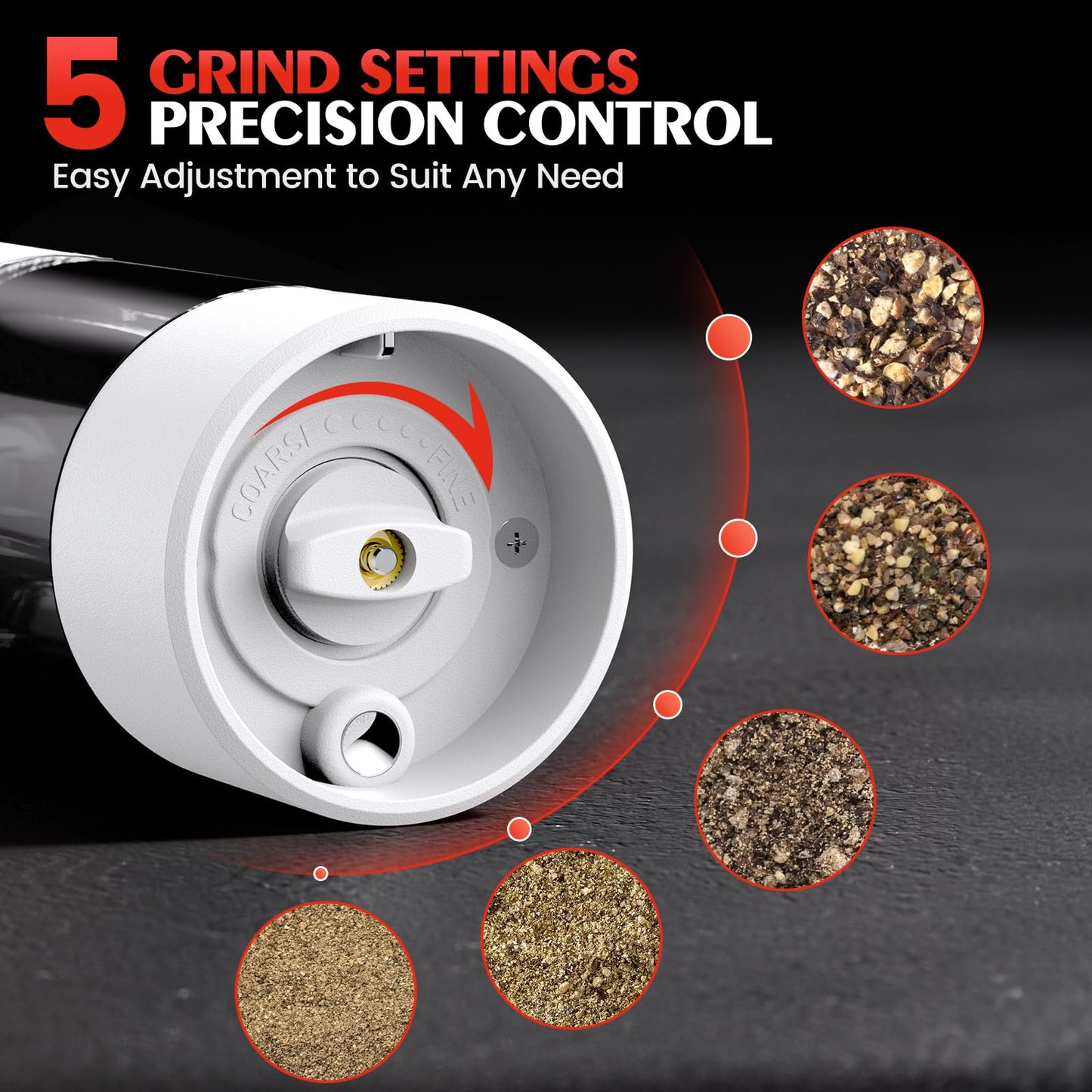 Electric Salt and Pepper Grinder Set Automatic Battery Pepper Mill Shakers Kitchen Gadgets Adjustable Coarseness Upgraded Larger Capacity with Led Birthday Gifts for Women
