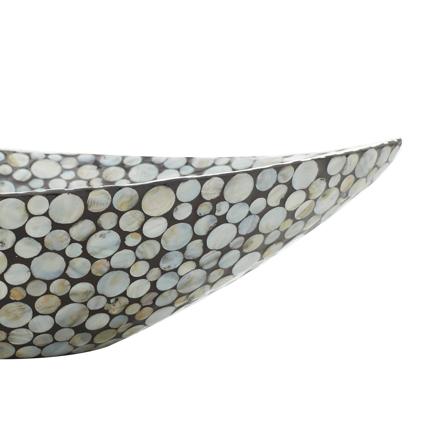 Deco 79 Mother of Pearl Shell Living Room Decor Tray Ottoman Tray, Serving Tray 22" x 10" x 6", Gray