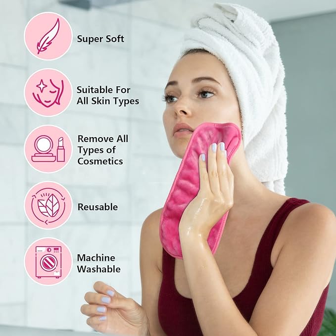 Orighty Makeup Remover Cloths Pack of 4, Reusable Microfiber Facial Cleansing