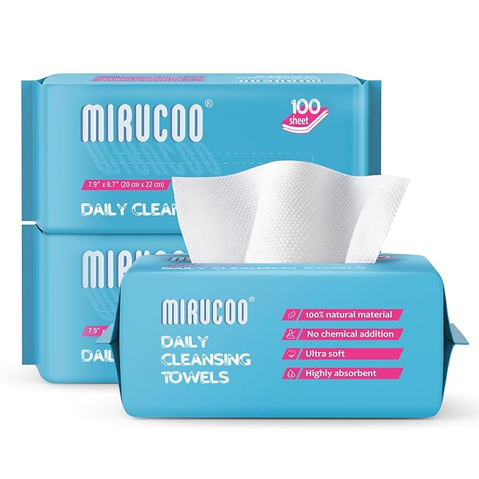 100 Sheet Daily Cleansing Towels Ultra Soft Dry Wipes