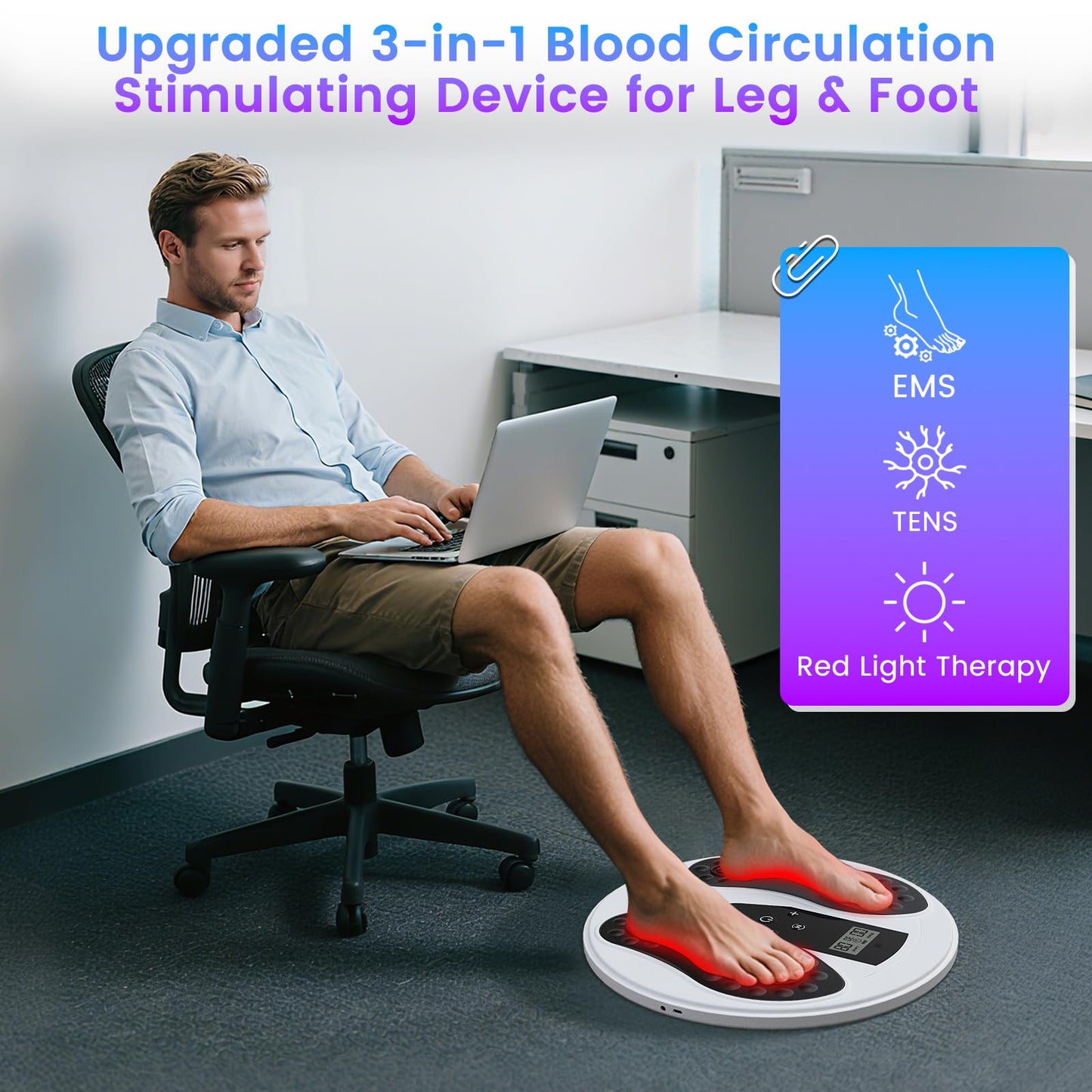 Vonical EMS Foot Massager with Infrared Therapy for Neuropathy,Foot Circulation Stimulator for Pain Relief,10 Modes & 20 Strengths for Plantar Fasciitis,Swelling,Cramps,RLS