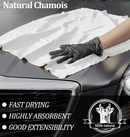 Chamois Leather for Cars 60x40cm Extra Thick Shammy Cloth for Car Drying & Window Cleaning, Natural Soft Leather Towel, Super Absorbent & Reusable for Auto Detailing Interior Exterior