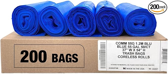 Ultrasac Heavy Duty 55 Gallon Blue Trash Bags
